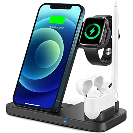15W Qi Fast Wireless Charger Stand For iPhone 11 12 X 8 Apple Watch 4 in 1 Foldable Charging Dock Station for Air pods Pro iWatch